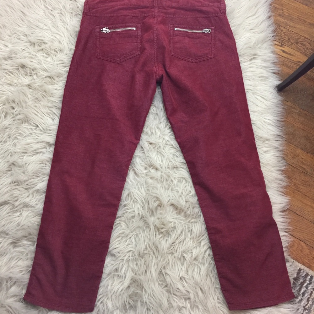 Isabel Marant Red IVO Zipper Corduroy Crop Pants - Picture 4 of 8